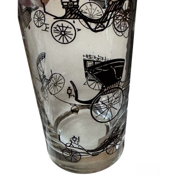VTG Black Gold Buggy Cars Horseless Carriage Carriage Barware Tumblers (2) AACA - Picture 8 of 9